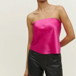 Reformation Spritz Silk Top in Flambe size M